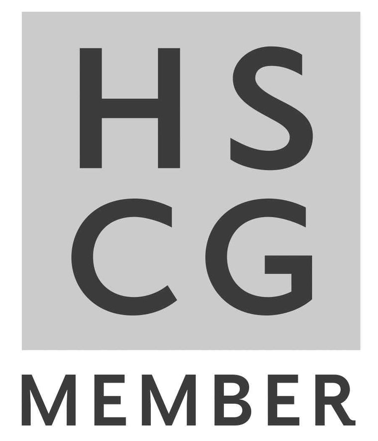 Handcrafted Soap and Cosmetics Guild Logo with 'HSCG Member' text on a gray background