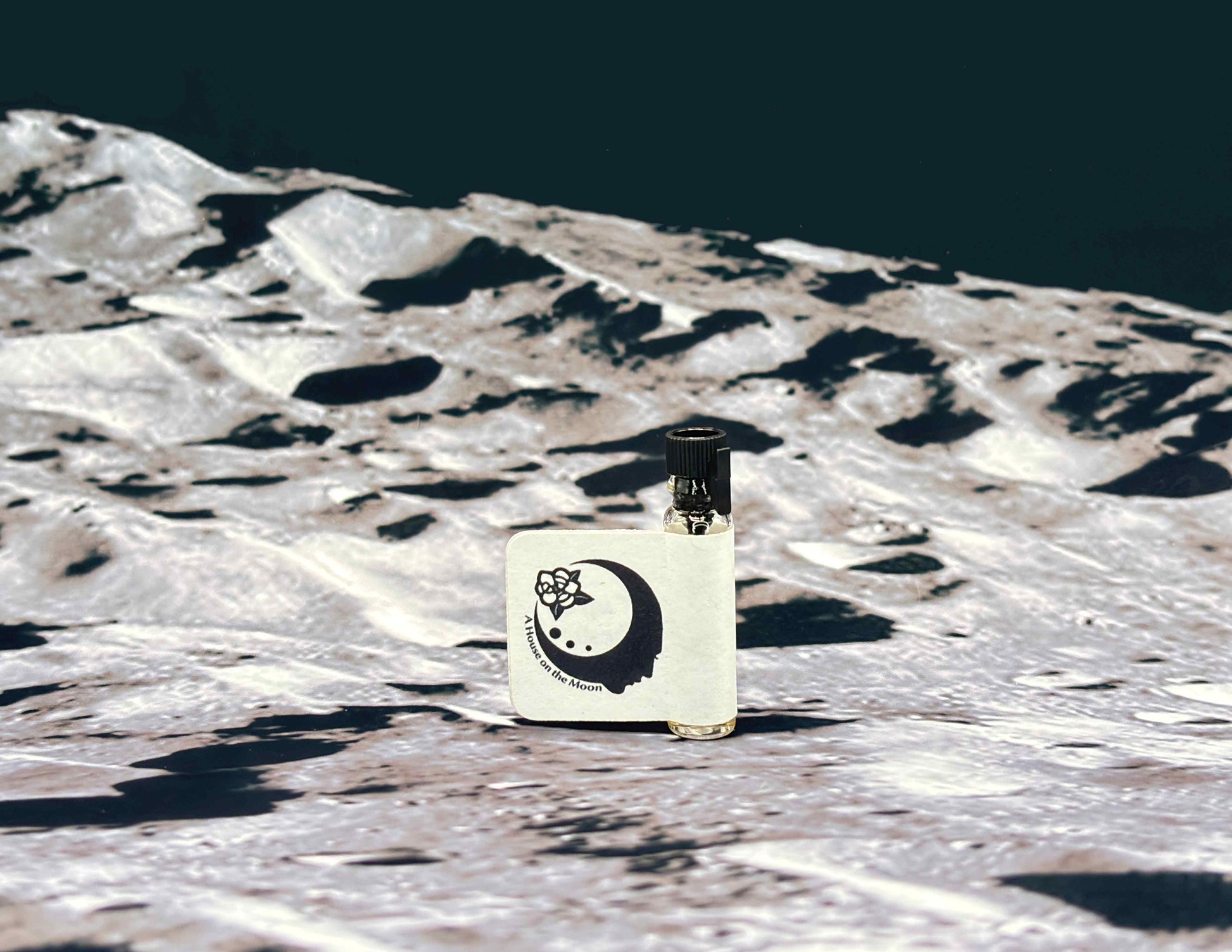 Single sample bottle on a moonscape.